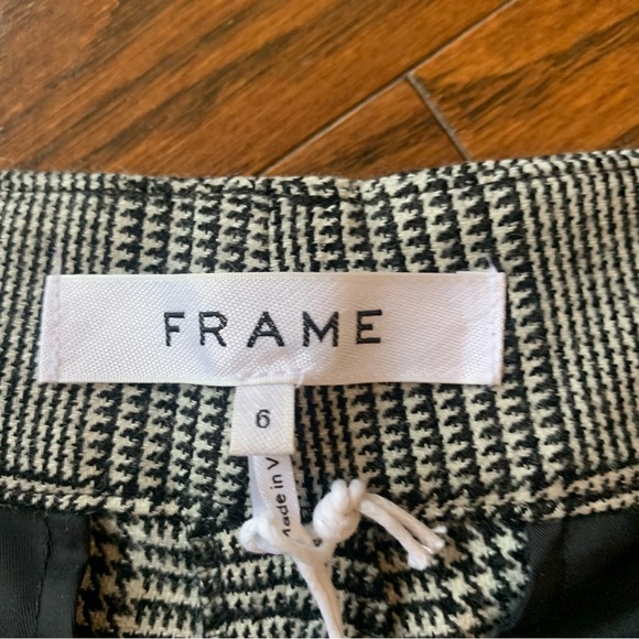 FRAME WOMEN'S BLACK WHITE HOUNDSTOOTH WOOL BLEND ANKLE TROUSERS PANTS - NWT - Picture 6 of 15